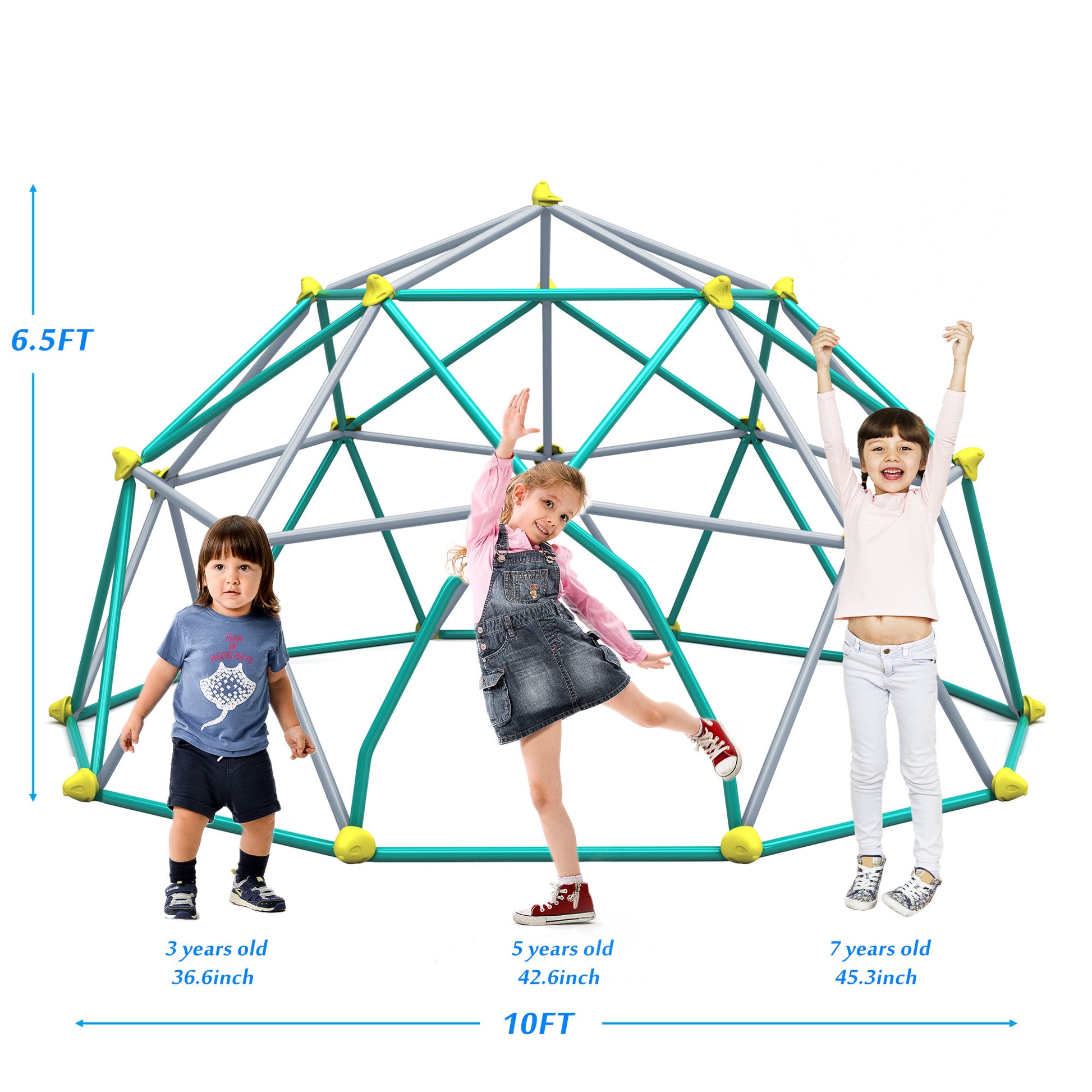 10Ft Geometric Dome Climber Play Center, Kids Climbing Dome Tower With Hammock, Rust & Uv Resistant Steel Supporting 1000 Lbs Green Metal