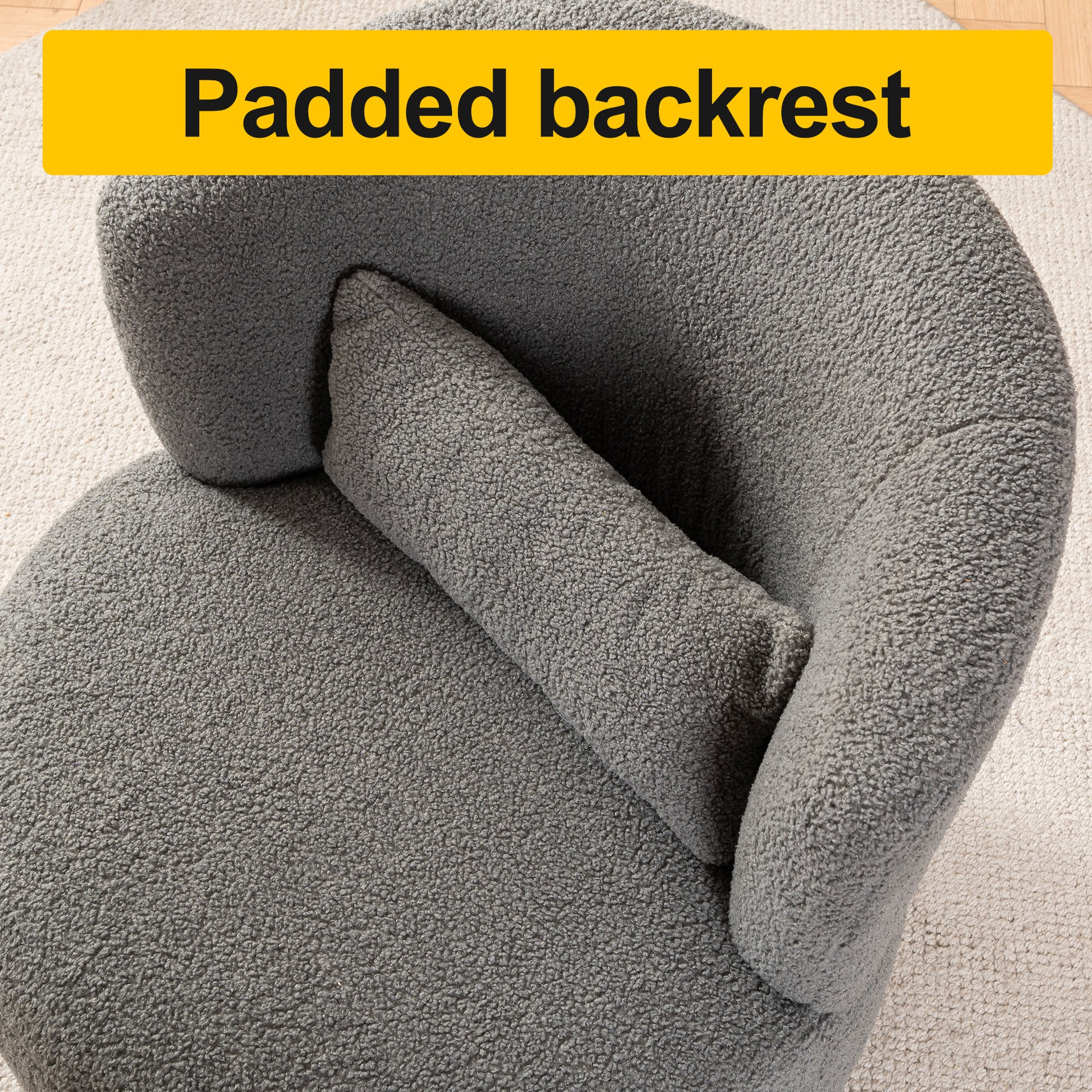 Grey Plush Swivel Accent Chair Contemporary Round Armchair With 360 Rotation And Metal Base For Living Room Elegance Grey Teddy