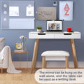 Wooden Vanity Table Makeup Dressing Desk With Led Light,Dressing Table With Usb Port,White White Solid Wood Mdf