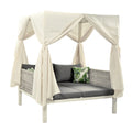 Outdoor Patio Sunbed With Curtains, High Comfort, Suitable For Multiple Scenarios Gray Beige Woven Rope