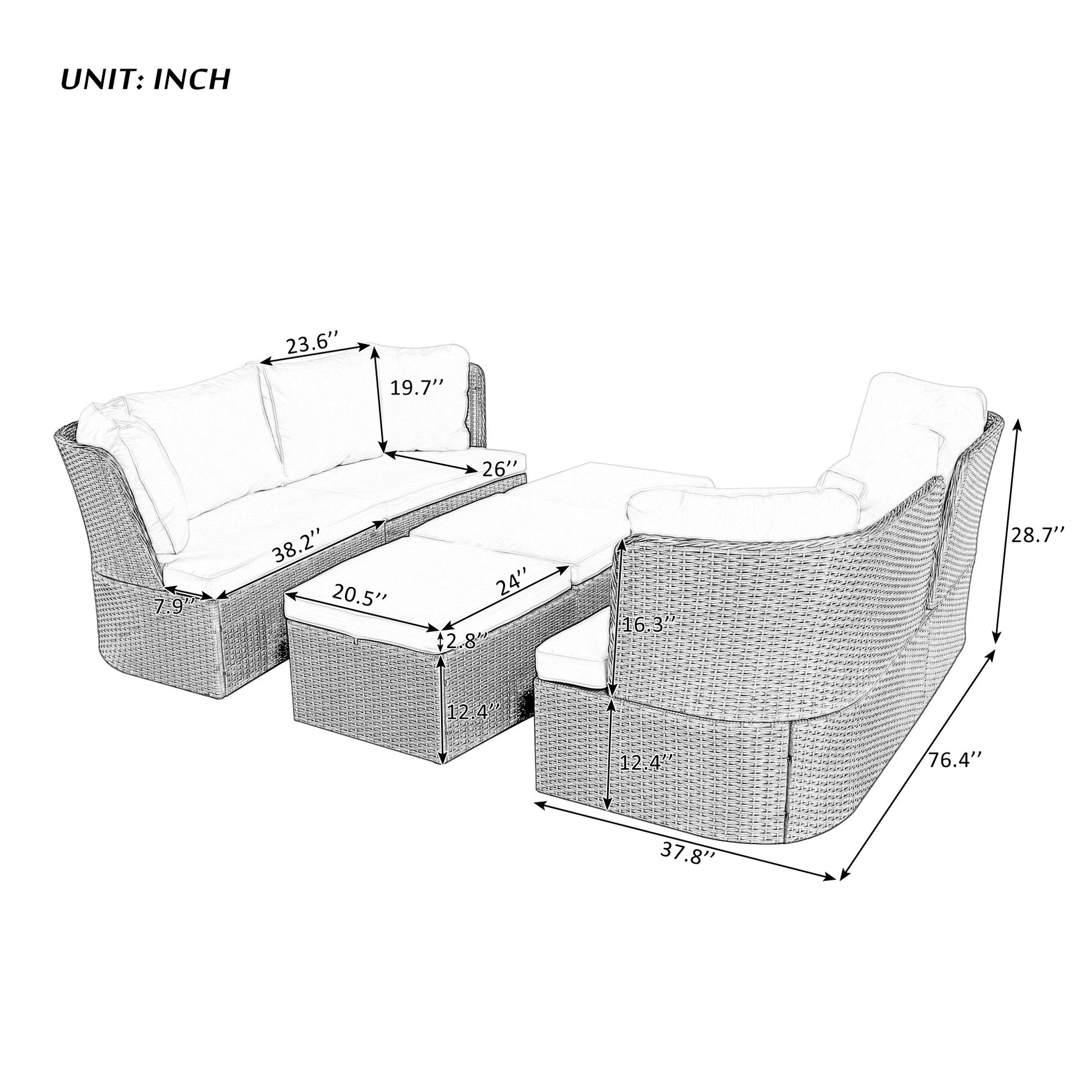 Customizable Outdoor Patio Furniture Set, Wicker Furniture Sofa Set With Thick Cushions, Suitable For Backyard, Porch. Yes Beige Garden & Outdoor Complete Patio Sets Hdpe