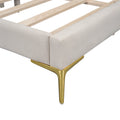 Full Size Upholstered Daybed With Headboard And Armrest, Support Legs, Beige Box Spring Not Required Full Beige Wood Daybeds Linen Upholstered