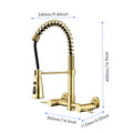 3 Functions Wall Mounted Bridge Kitchen Faucet Brushed Gold Brass