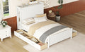 Full Size Platform Bed With Drawers And Storage Shelves, White Antique White Solid Wood Mdf