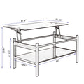 Glass Lift Top Coffee Table, Modern Simple 2 Layer Tempered Glass Coffee Table For Living Room, Black Black Glass Metal