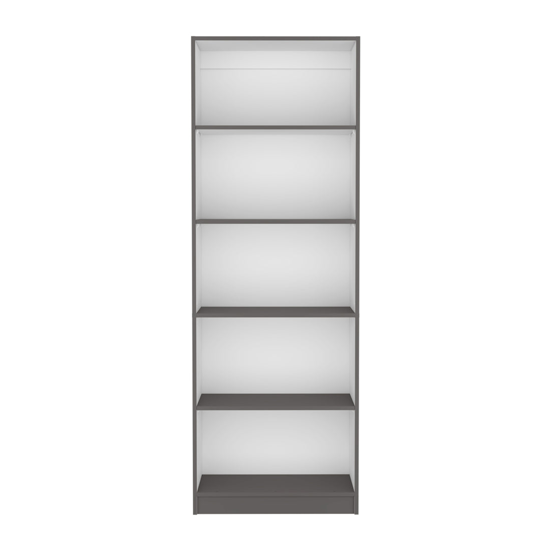 Vinton 4 Tier Bookcase With Modern Storage For Books And Decor, Matt Gray White Multicolor Particle Board Pine