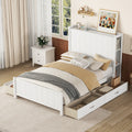 Full Size Platform Bed With Drawers And Storage Shelves, White Antique White Solid Wood Mdf