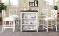 5 Pieces Counter Height Rustic Farmhouse Dining Room Wooden Bar Table Set With 4 Chairs, White White Wood Dining Room Solid Wood Rubberwood Rectangular Dining Table With Chair Upholstered Chair Wood White Solid Back Seats 4 4 Leg Foam Solid Wood