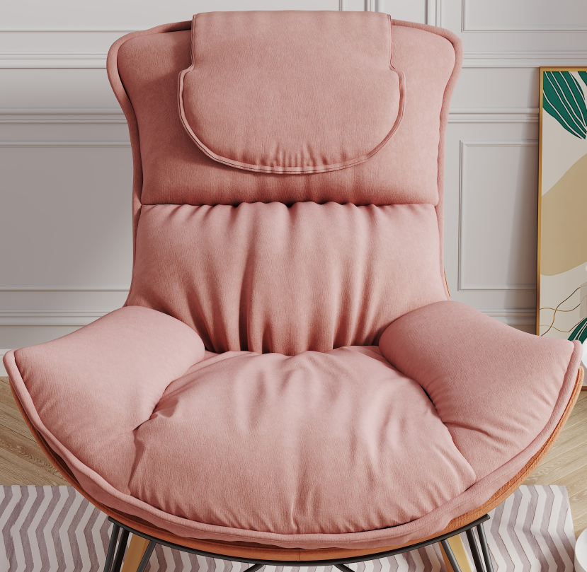 Leisure Sofa Single Rocking Chair, Light Luxury Sofa Chair, Balcony Leisure Area Single Chair, Comfortable And Characteristic Chair, Detachable And Washable Seat Cushion Color: Pink Pink Velvet