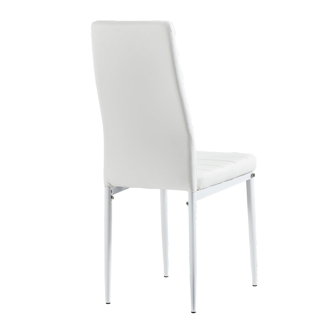 White Modern Minimalist Dining Chair Fireproof Leather Sprayed Metal Pipe Diamond Grid Pattern Restaurant Home Conference Chair Set Of 6 White Pu