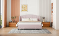 Upholstered Platform Bed With Wingback Headboard And 4 Drawers, No Box Spring Needed, Linen Fabric, Queen Size Pink Pink Upholstered