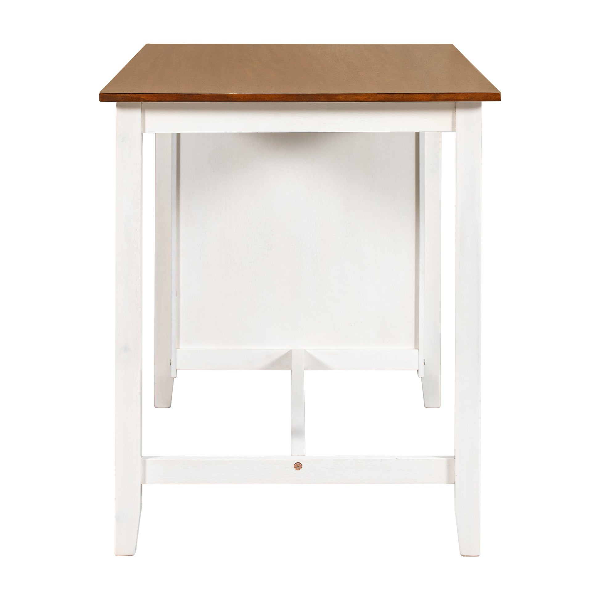 5 Pieces Counter Height Rustic Farmhouse Dining Room Wooden Bar Table Set With 4 Chairs, White White Wood Dining Room Solid Wood Rubberwood Rectangular Dining Table With Chair Upholstered Chair Wood White Solid Back Seats 4 4 Leg Foam Solid Wood