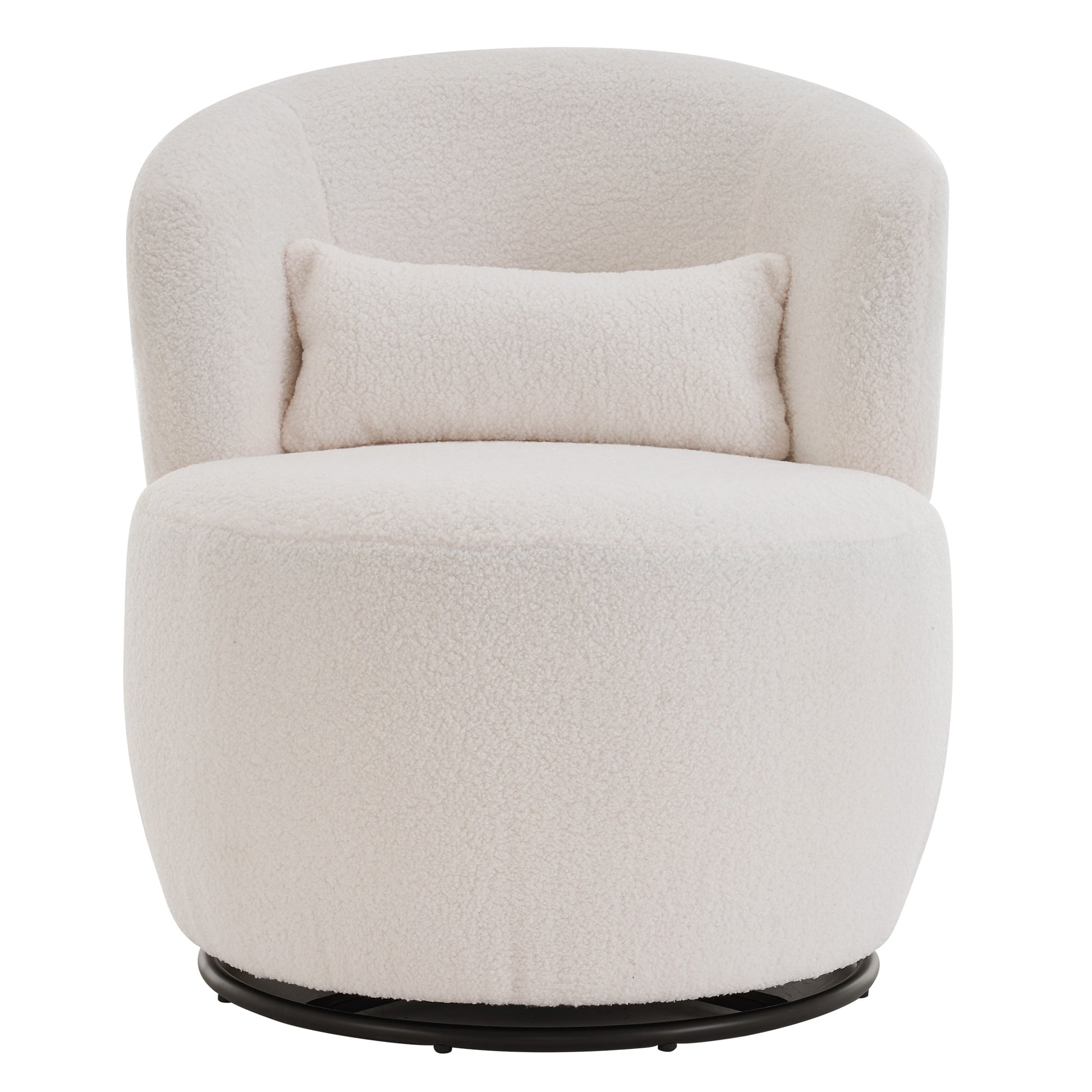 White Plush Swivel Accent Chair Contemporary Round Armchair With 360 Rotation And Metal Base For Living Room Elegance White Teddy Teddy