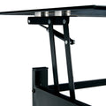Glass Lift Top Coffee Table, Modern Simple 2 Layer Tempered Glass Coffee Table For Living Room, Black Black Glass Metal