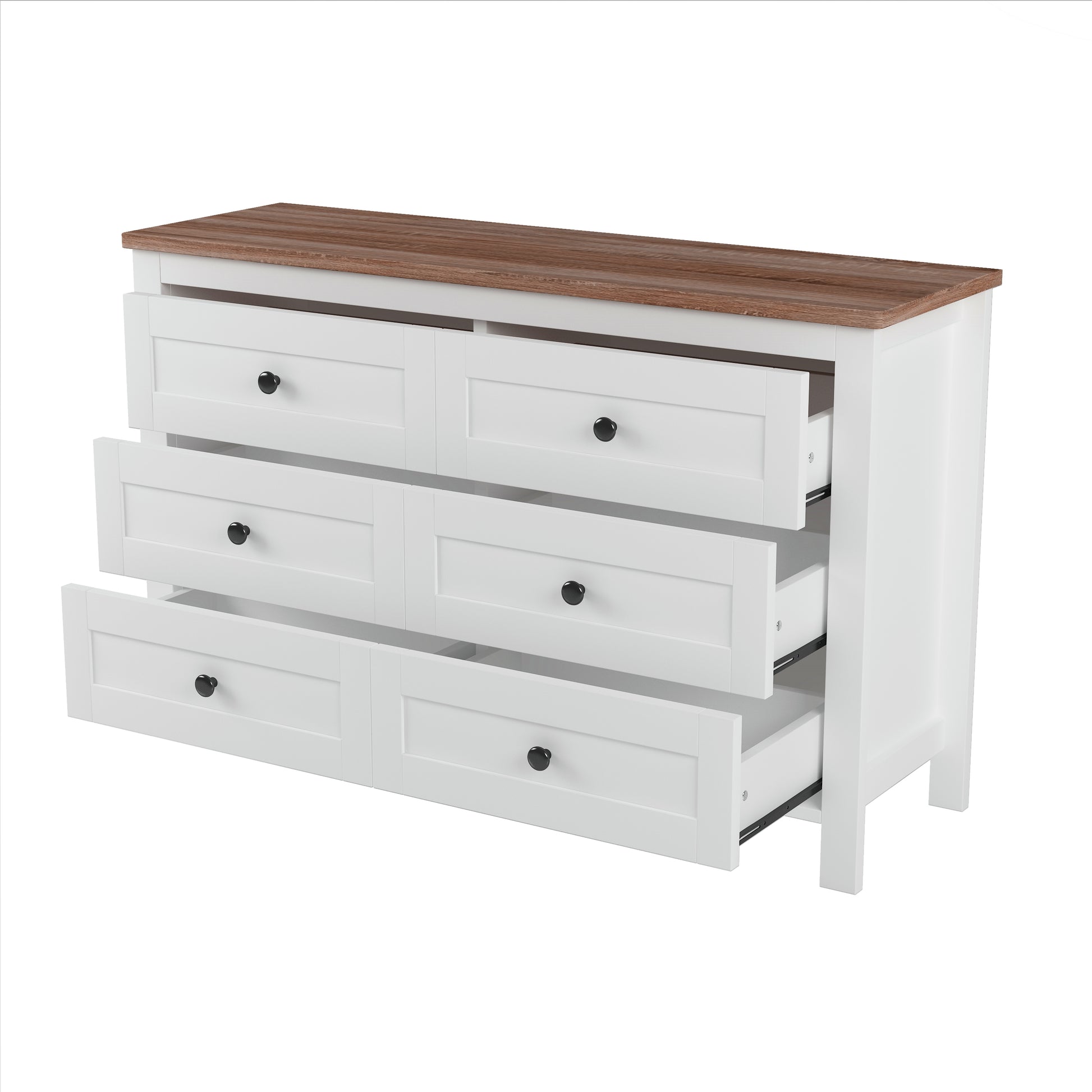 3 Pieces Bedroom Sets Queen Size Farmhouse Platform Bed With Double Sliding Door Storage Headboard, Storage Nightstand And Dresser, White Brown Queen White 3 Piece Set Particle Board