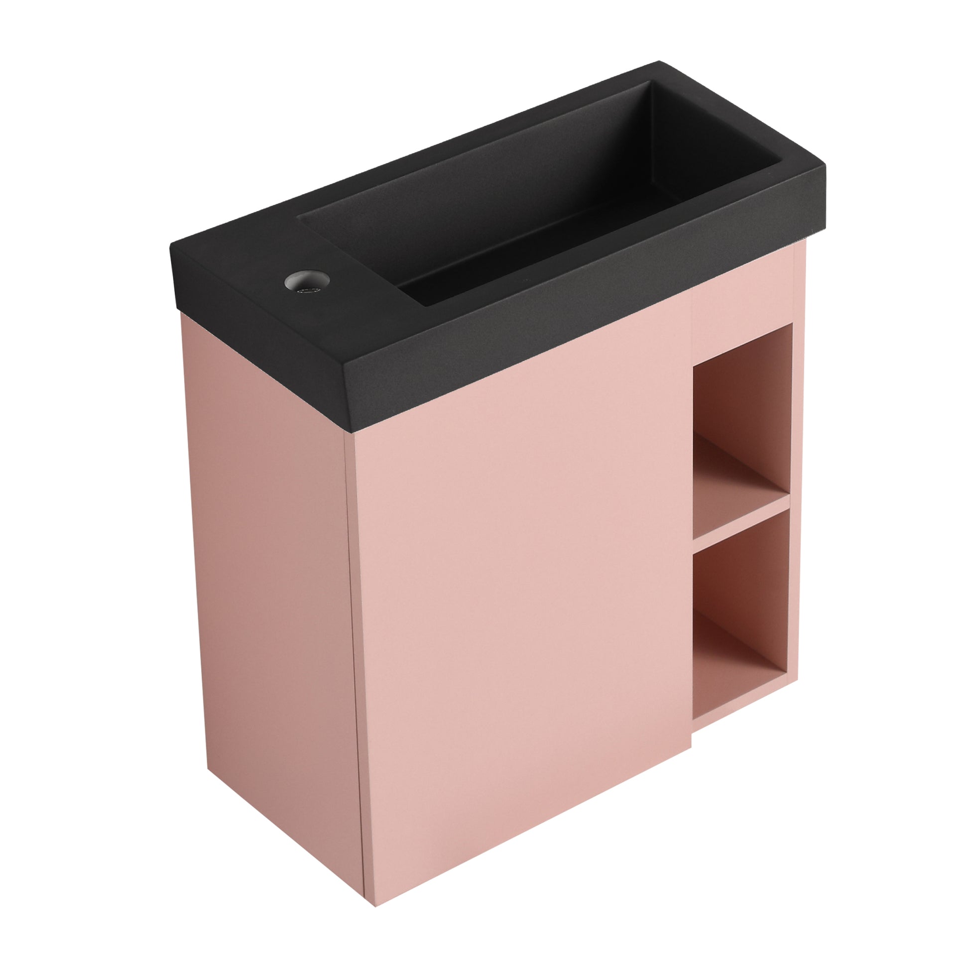 20'' Floating Wall Mounted Bathroom Vanity With Resin Sink & Soft Close Cabinet Door Pink Black 1 1 Soft Close Doors Bathroom Wall Mounted Modern Plywood