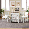 5 Pieces Counter Height Rustic Farmhouse Dining Room Wooden Bar Table Set With 4 Chairs, White White Wood Dining Room Solid Wood Rubberwood Rectangular Dining Table With Chair Upholstered Chair Wood White Solid Back Seats 4 4 Leg Foam Solid Wood