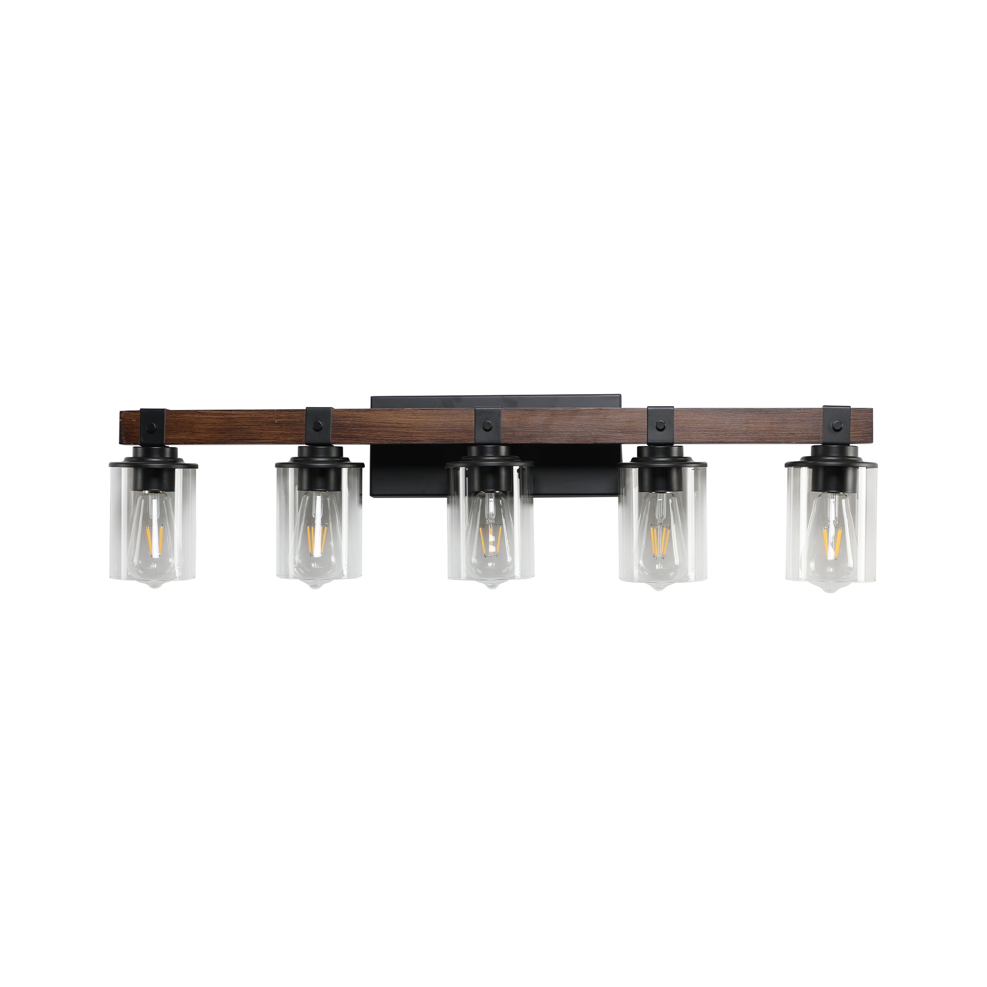 Same As W1340P155972 L1015 5 5 Lights Farmhouse Vanity Lights Fixture Rustic Bathroom Light Fixture Bathroom Sconce Without Bulbs Walnut Black Farmhouse Glass,Iron