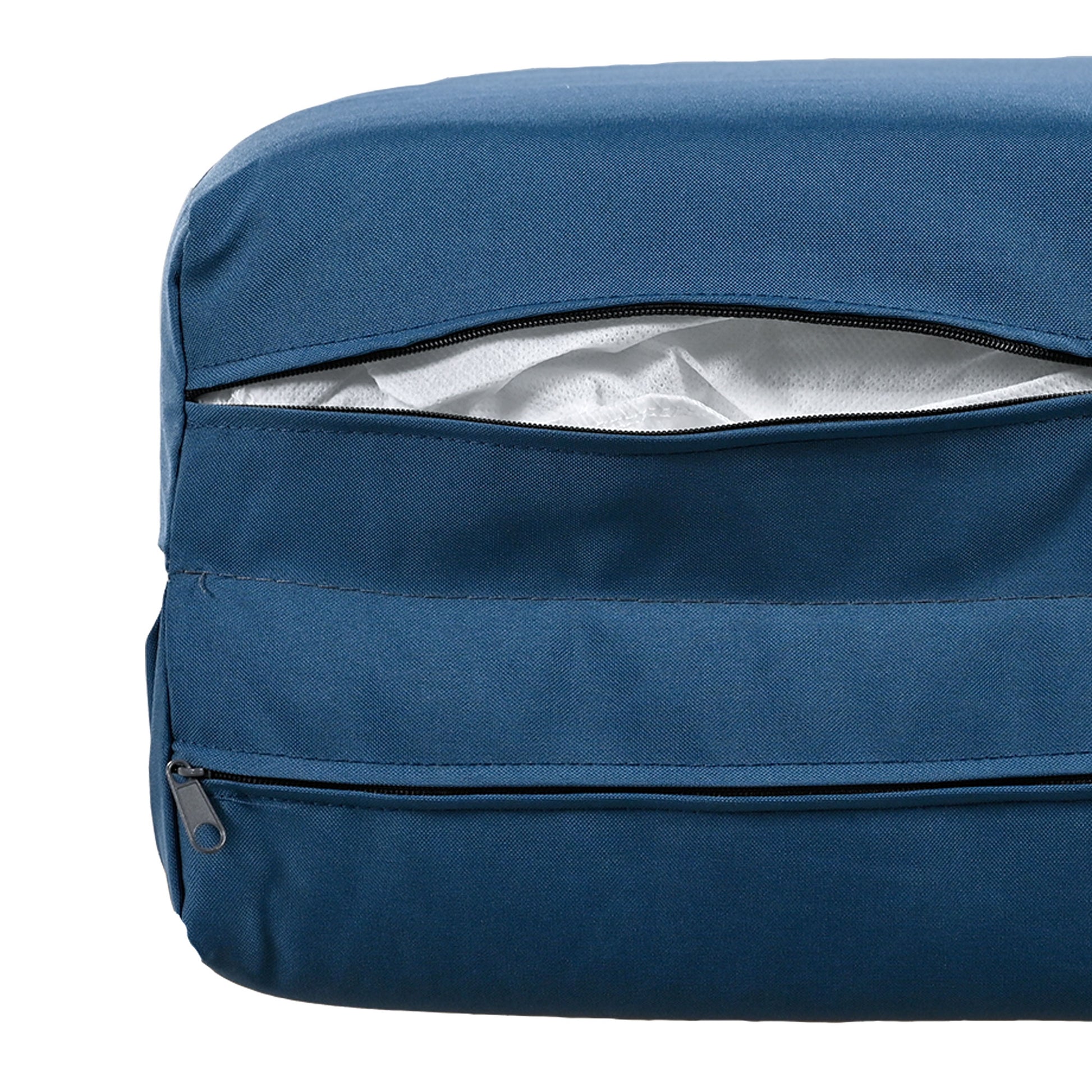 Outdoor Patio Sunbed With Curtains, High Comfort, Suitable For Multiple Scenarios Blue Woven Rope