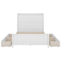 Full Size Platform Bed With Drawers And Storage Shelves, White Antique White Solid Wood Mdf