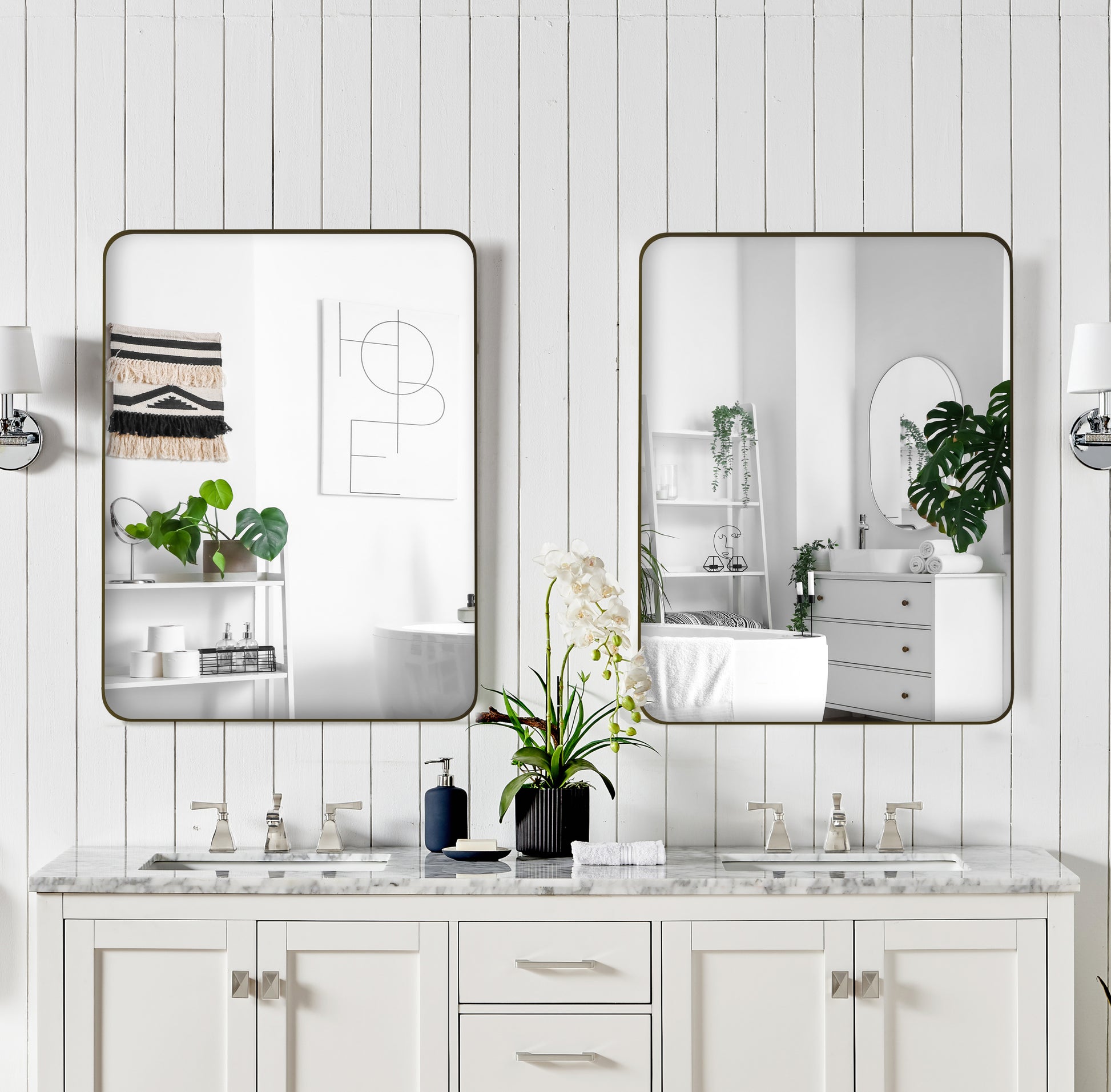 Wall Mirror 24X36 Inch Black Rectangular Mirror Metal Framed Mirror Vanity Mirror Dressing Mirror, For Bathroom, Living Room, Bedroom Wall Decor Black Glass Metal