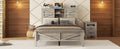 Farmhouse Platform Bed With Double Sliding Barn Door, Full Size Rustic Wood Bed Withcharging Station, Wood Slats Support, Antique Gray Antique Gray Particle Board