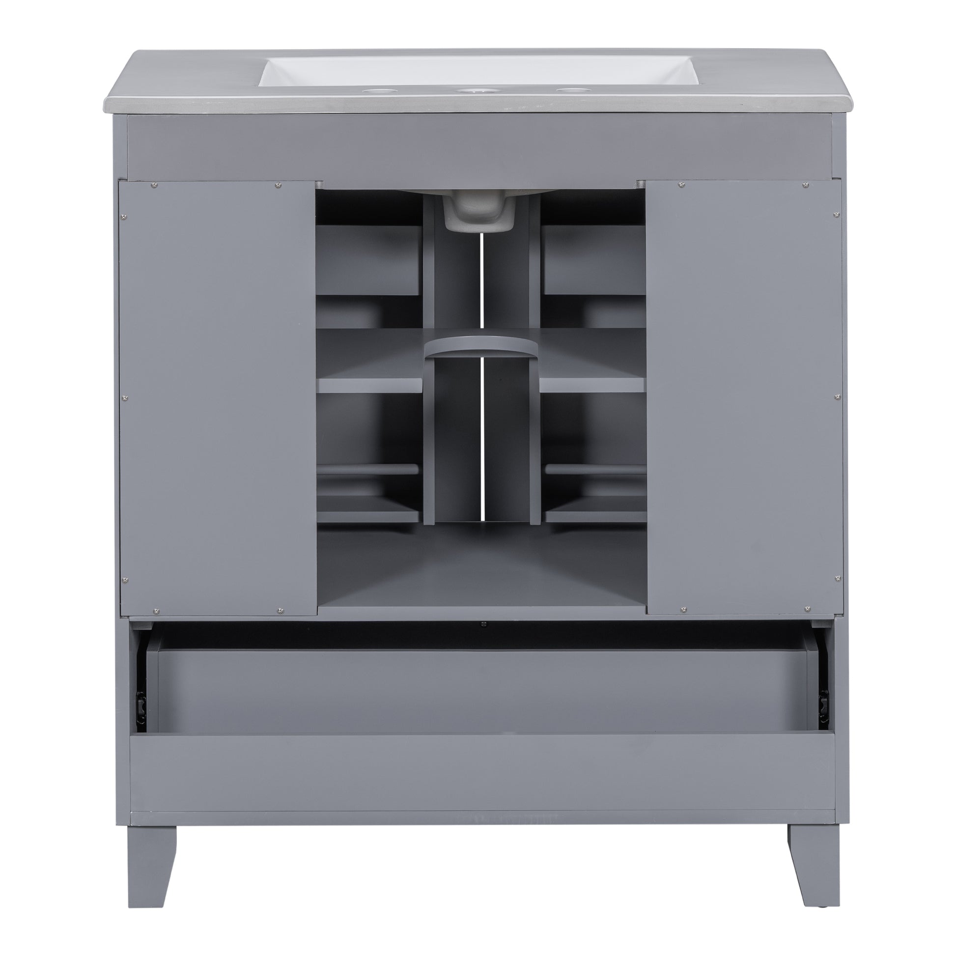30" Premium Bathroom Vanity Set With Ceramic Sink And Large Storage Space Ideal For Small Bathrooms Blue Gray Bathroom Solid Wood Mdf