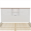 3 Pieces Bedroom Sets Queen Size Farmhouse Platform Bed With Double Sliding Door Storage Headboard, Storage Nightstand And Dresser, White Brown Queen White 3 Piece Set Particle Board