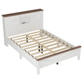 3 Pieces Bedroom Sets Queen Size Farmhouse Platform Bed With Double Sliding Door Storage Headboard, Storage Nightstand And Dresser, White Brown Queen White 3 Piece Set Particle Board