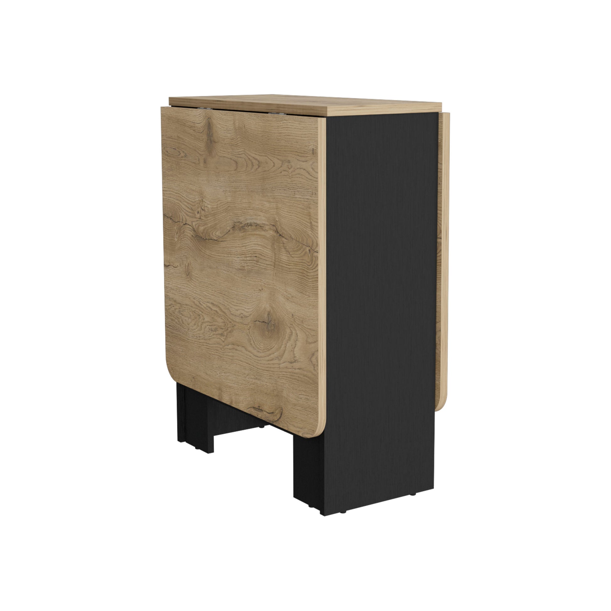 Detroit Folding Table With Expandable Design In 3 Forms, White Macadamia Black Multi Particle Board Pine