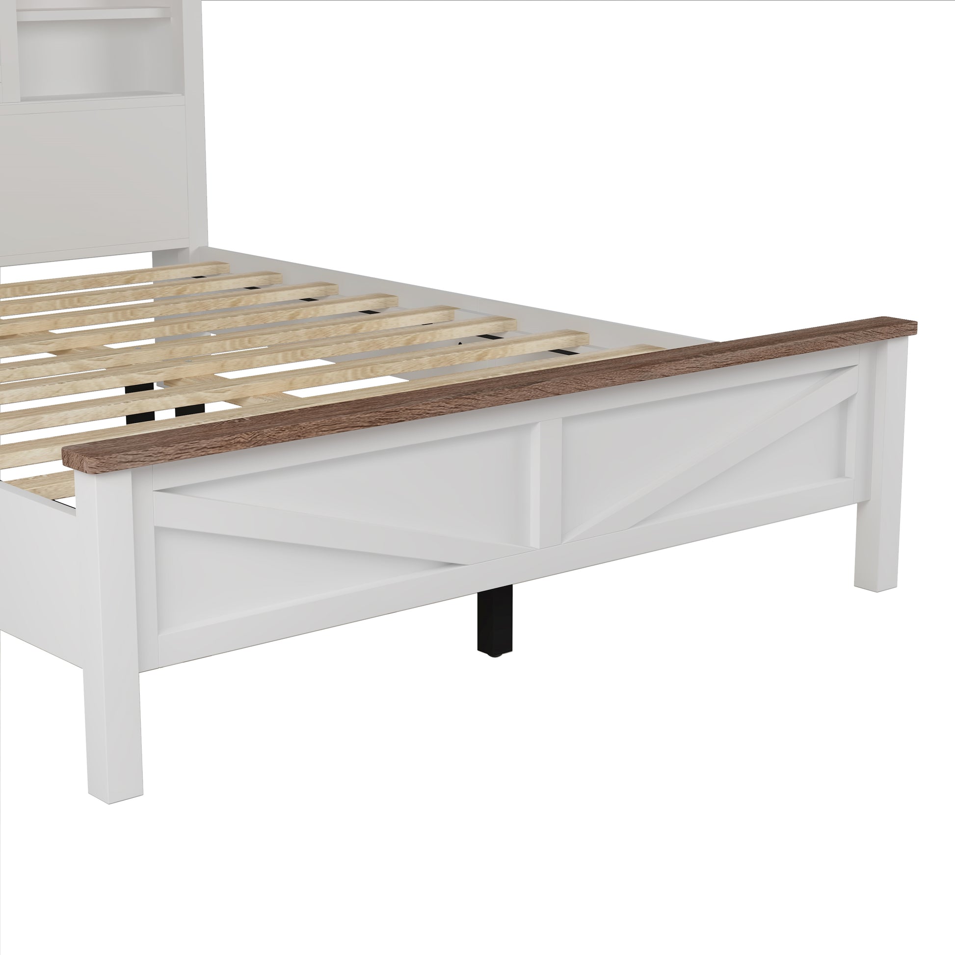 3 Pieces Bedroom Sets Queen Size Farmhouse Platform Bed With Double Sliding Door Storage Headboard, Storage Nightstand And Dresser, White Brown Queen White 3 Piece Set Particle Board