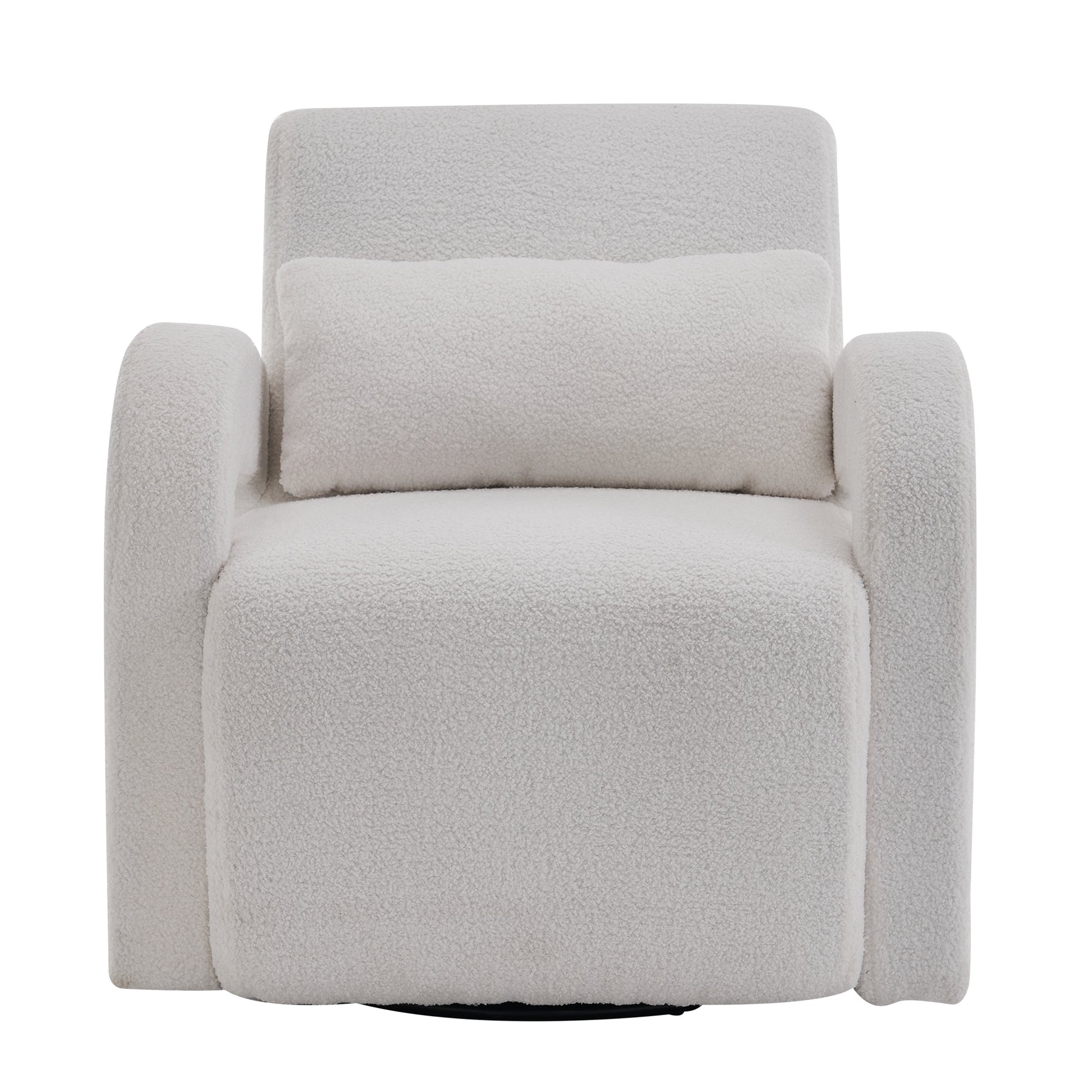 Cozy White Teddy Fabric Armchair Modern Sturdy Lounge Chair With Curved Arms And Thick Cushioning For Plush Comfort White Teddy