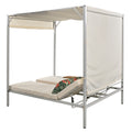 Outdoor Patio Sunbed Daybed With Cushions, Adjustable Seats Beige Steel