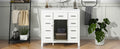 36 Inch Modern Bathroom Vanity Cabinet With Multifunctional Storage Space 5 Drawers And 1 Door White Solid Wood Mdf Resin