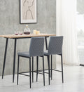 Light Gray Modern Simple Bar Chair, Fireproof Leather Spraying Metal Pipe, Diamond Grid Pattern, Restaurant, Family, 2 Piece Set Gray Pu