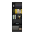 Vinton 4 Tier Bookcase With Modern Storage For Books And Decor, Black Black Particle Board Pine