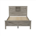 3 Pieces Bedroom Sets Full Size Farmhouse Platform Bed With Double Sliding Door Storage Headboard And Charging Station, Storage Nightstand And Dresser, Antique Gray Full Antique Gray 3 Piece Set Particle Board