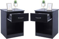 2 Pcs Of Lack Nightstand With Drawers, End Table Bedroom Side Tables Bedside Cabinets, File Cabinet Storage With Sliding Drawer And Shelf For Home Office Black Black Mdf