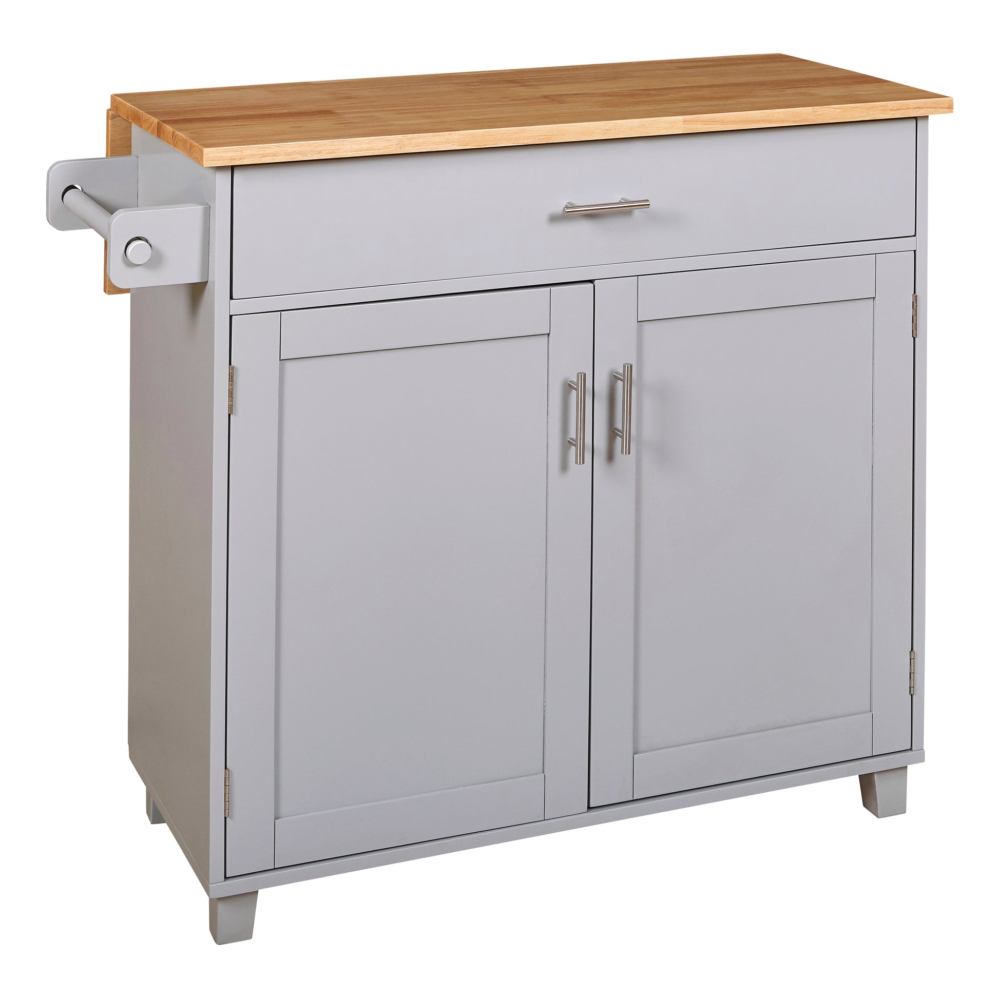 K&K Rolling Kitchen Island With Storage, Kitchen Cart With Rubber Wood Top, Spacious Drawer With Divider And Internal Storage Rack, Kitchen Island On Wheels With Adjustable Shelf Tower Rack, Grey Grey Kitchen Classic,European,Modern Rectangular Kitchen