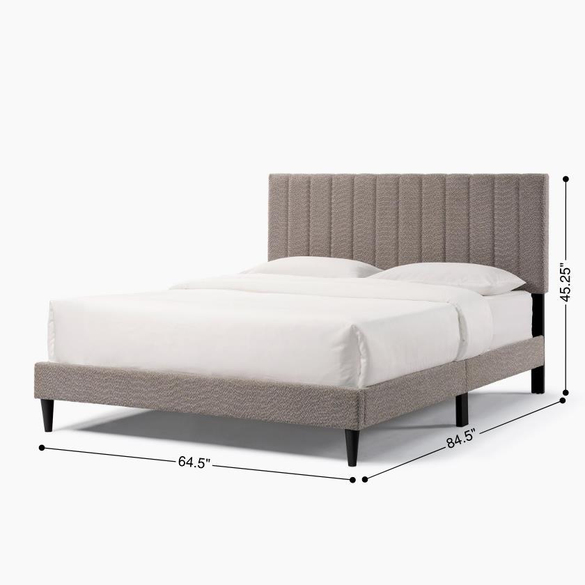 Dove Tufted Upholstered Platform Bed Tungsten Gray Queen Box Spring Not Required Queen Gray Wood Bedroom Slat Beds Boucle Boucle