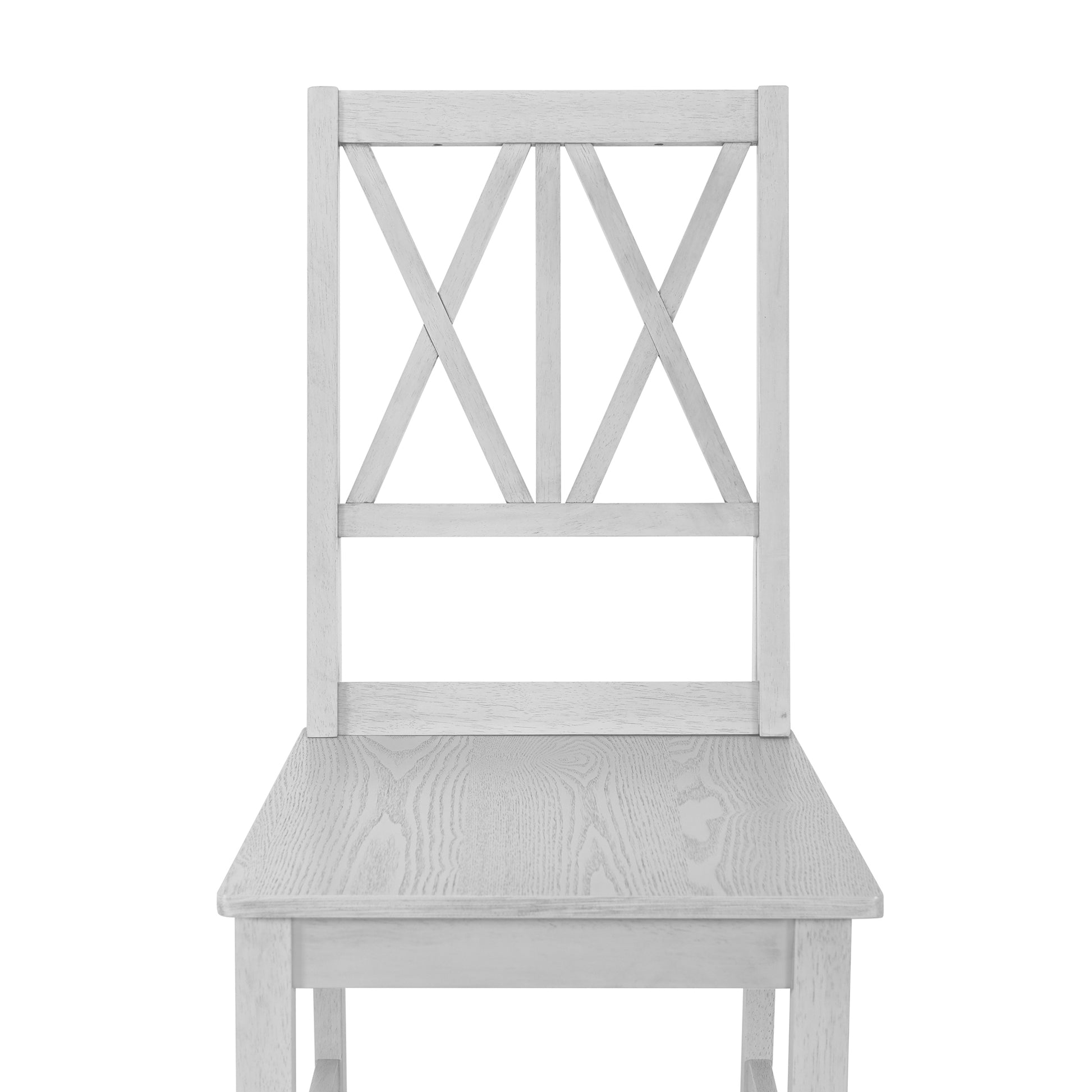 Rustic 5 Piece Extendable Dining Table Set Round Trestle Table And 4 Cross Back Dining Chairs For Kitchen, Dining Room, Gray Gray Wood Dining Room Solid Wood Rubberwood Round Dining Table With Chair Wood Wood Gray Solid Back Seats 4 Removable Leaf