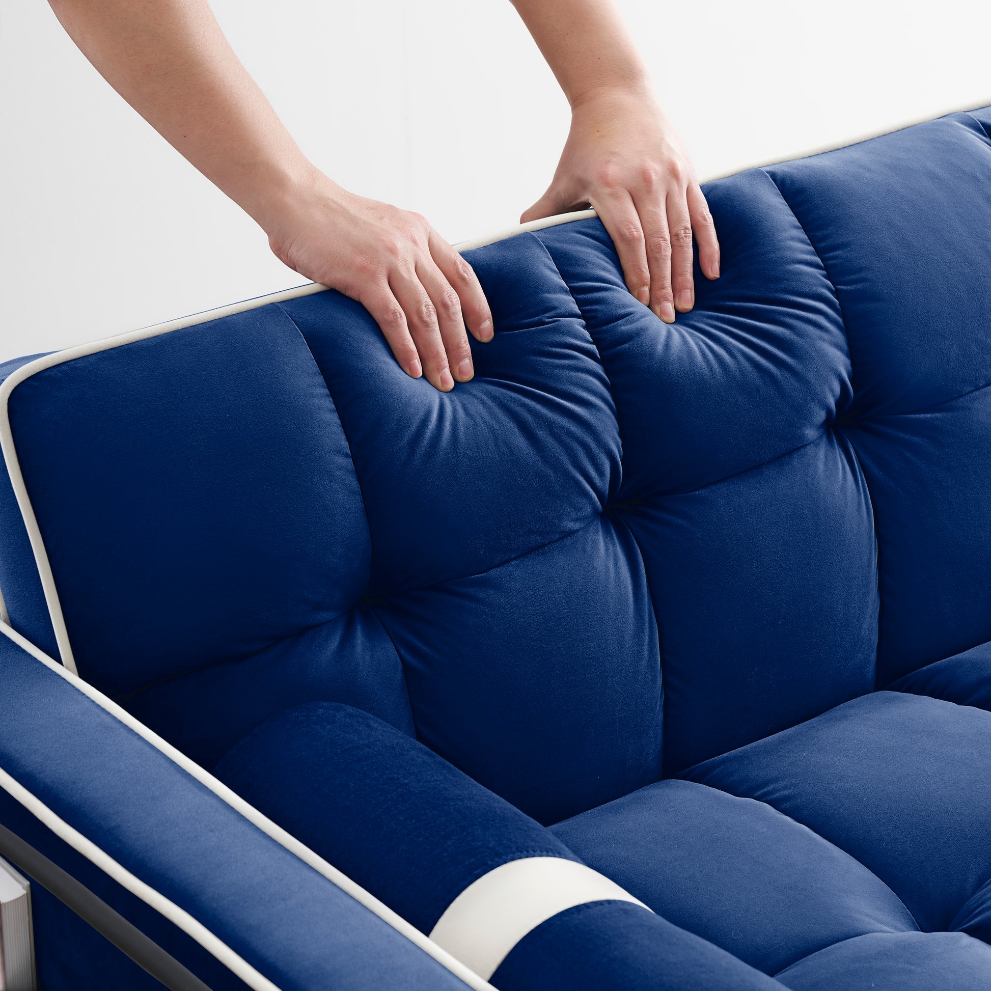 Sleeper Sofa Couch W Pull Out Bed, 55" Modern Velvet Convertible Sleeper Sofa Bed, Small Beautiful Seat Sofa Bed W Pillows & Side Pockets For Small Space, Living Room, Apartment,Blue Blue Velvet 2 Seat