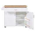 K&K Rolling Kitchen Island With Storage, Kitchen Cart With Rubber Wood Top, Spacious Drawer With Divider And Internal Storage Rack, Kitchen Island On Wheels With Adjustable Shelf Tower Rack, White White Kitchen Classic,European,Modern Rectangular Kitchen