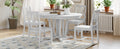 Rustic 5 Piece Extendable Dining Table Set Round Trestle Table And 4 Cross Back Dining Chairs For Kitchen, Dining Room, Gray Gray Wood Dining Room Solid Wood Rubberwood Round Dining Table With Chair Wood Wood Gray Solid Back Seats 4 Removable Leaf