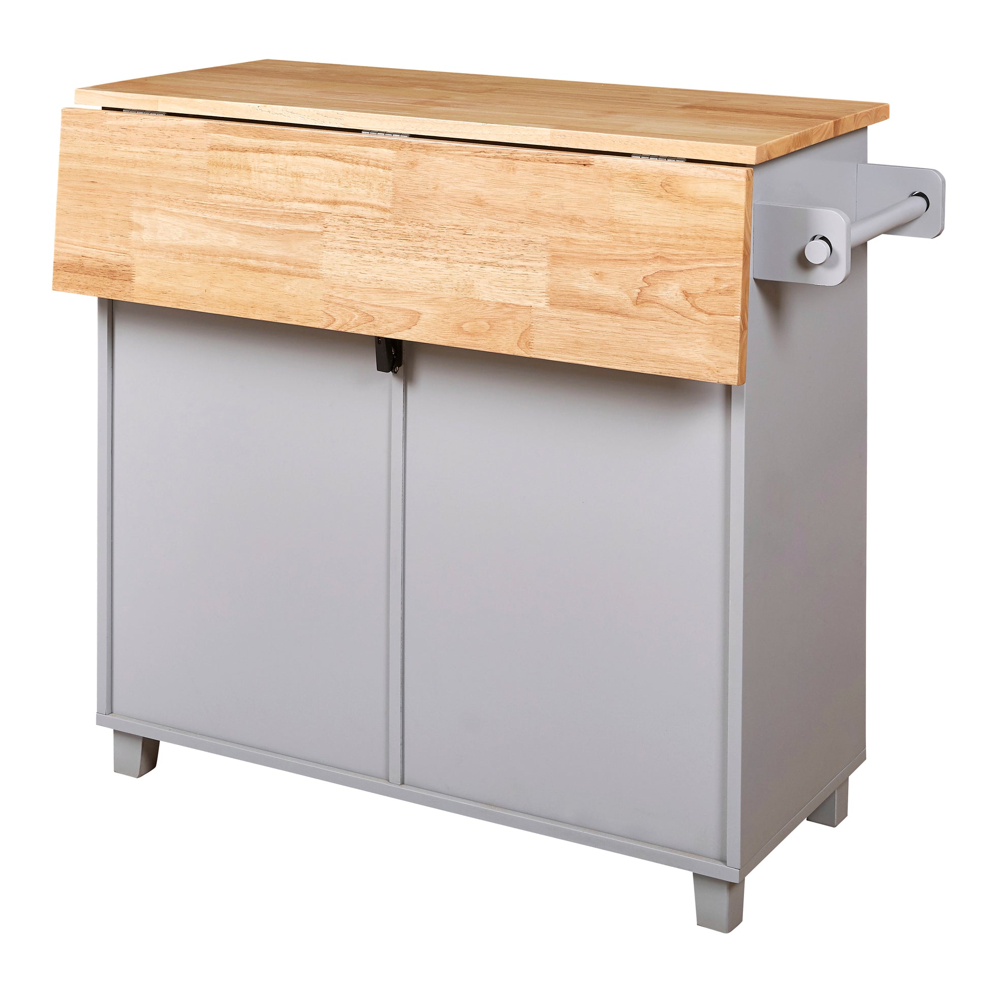 K&K Rolling Kitchen Island With Storage, Kitchen Cart With Rubber Wood Top, Spacious Drawer With Divider And Internal Storage Rack, Kitchen Island On Wheels With Adjustable Shelf Tower Rack, Grey Grey Kitchen Classic,European,Modern Rectangular Kitchen