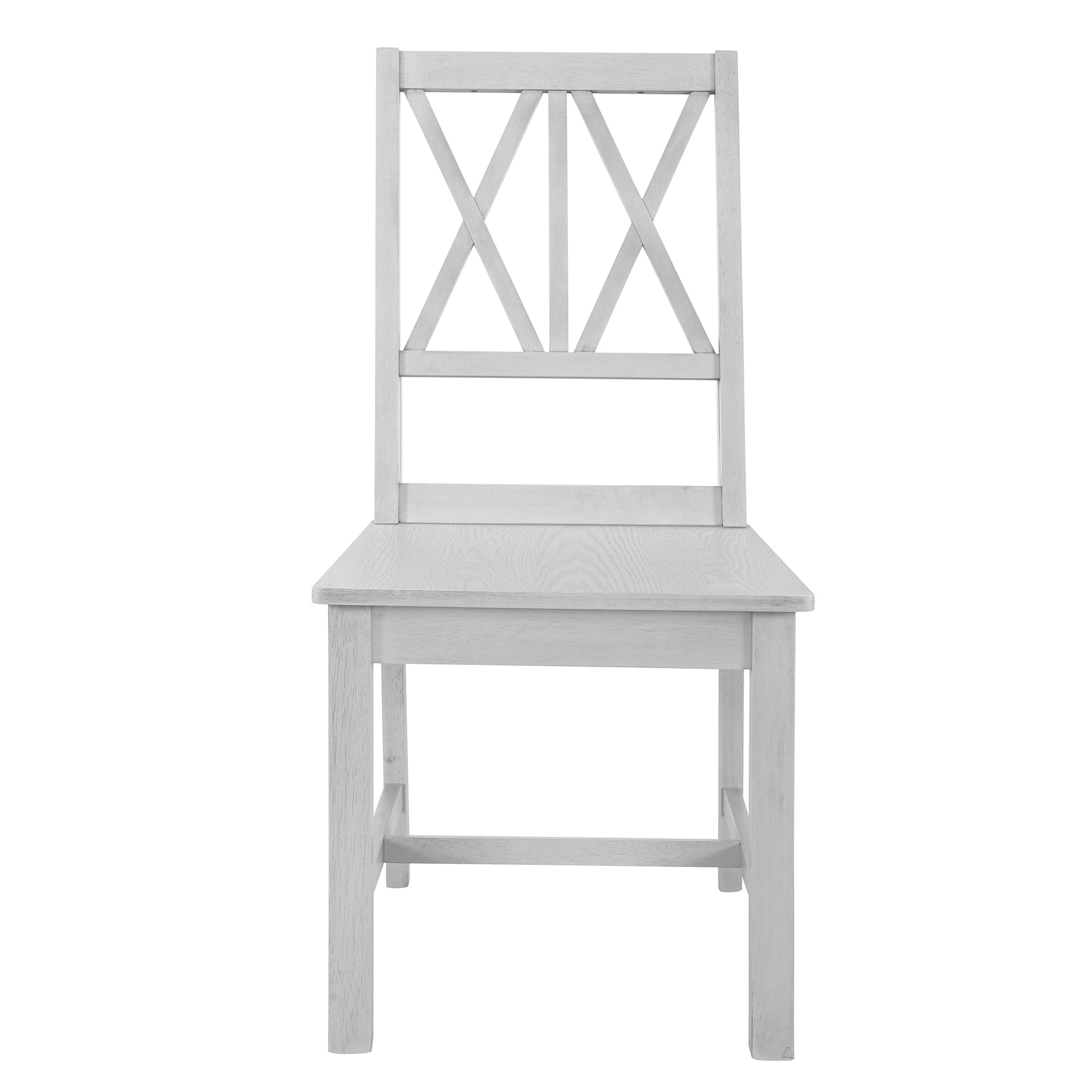 Rustic 5 Piece Extendable Dining Table Set Round Trestle Table And 4 Cross Back Dining Chairs For Kitchen, Dining Room, Gray Gray Wood Dining Room Solid Wood Rubberwood Round Dining Table With Chair Wood Wood Gray Solid Back Seats 4 Removable Leaf