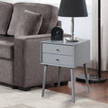 Wood Nightstand With 2 Drawers,Side Table Bedroom Storage Drawer Bedside End Table,Small Side End Table With Storage, Gray Gray 2 Drawers Rubber Wood