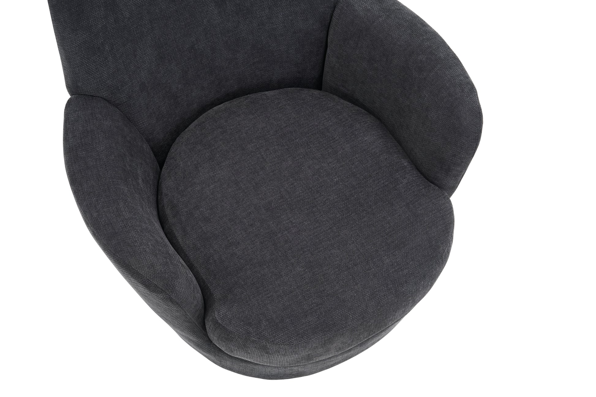 Polyester Swivel Barrel Chair, Swivel Accent Chairs Armchair For Living Room, Reading Chairs For Bedroom Comfy, Round Barrel Chairs With Gold Stainless Steel Base Dark Grey Dark Grey Primary Living