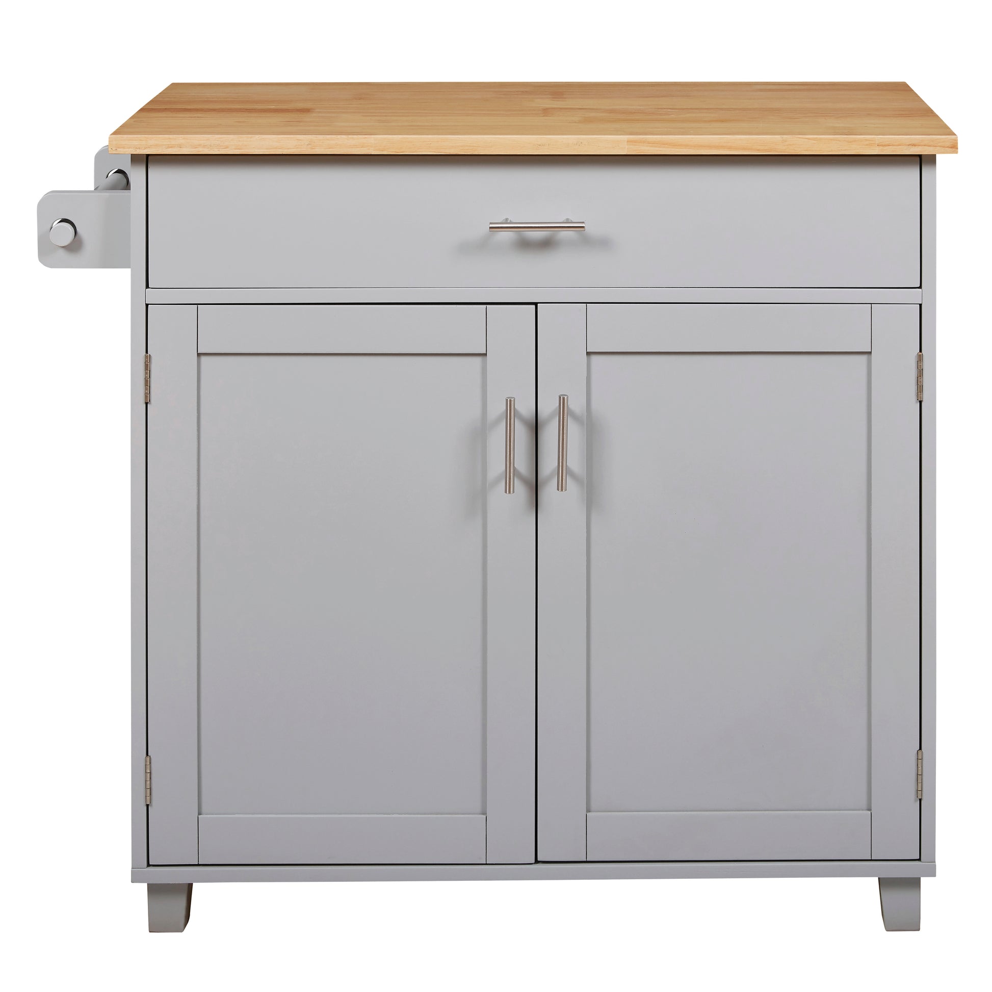 K&K Rolling Kitchen Island With Storage, Kitchen Cart With Rubber Wood Top, Spacious Drawer With Divider And Internal Storage Rack, Kitchen Island On Wheels With Adjustable Shelf Tower Rack, Grey Grey Kitchen Classic,European,Modern Rectangular Kitchen