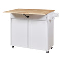 K&K Rolling Kitchen Island With Storage, Kitchen Cart With Rubber Wood Top, Spacious Drawer With Divider And Internal Storage Rack, Kitchen Island On Wheels With Adjustable Shelf Tower Rack, White White Kitchen Classic,European,Modern Rectangular Kitchen